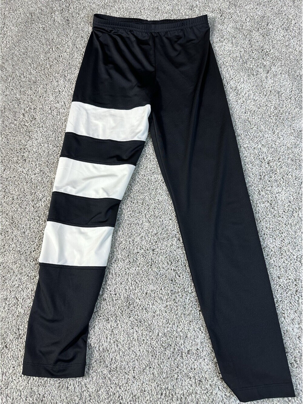 Adidas Black With Three White Stripes Girls Leggings Size L 10-12